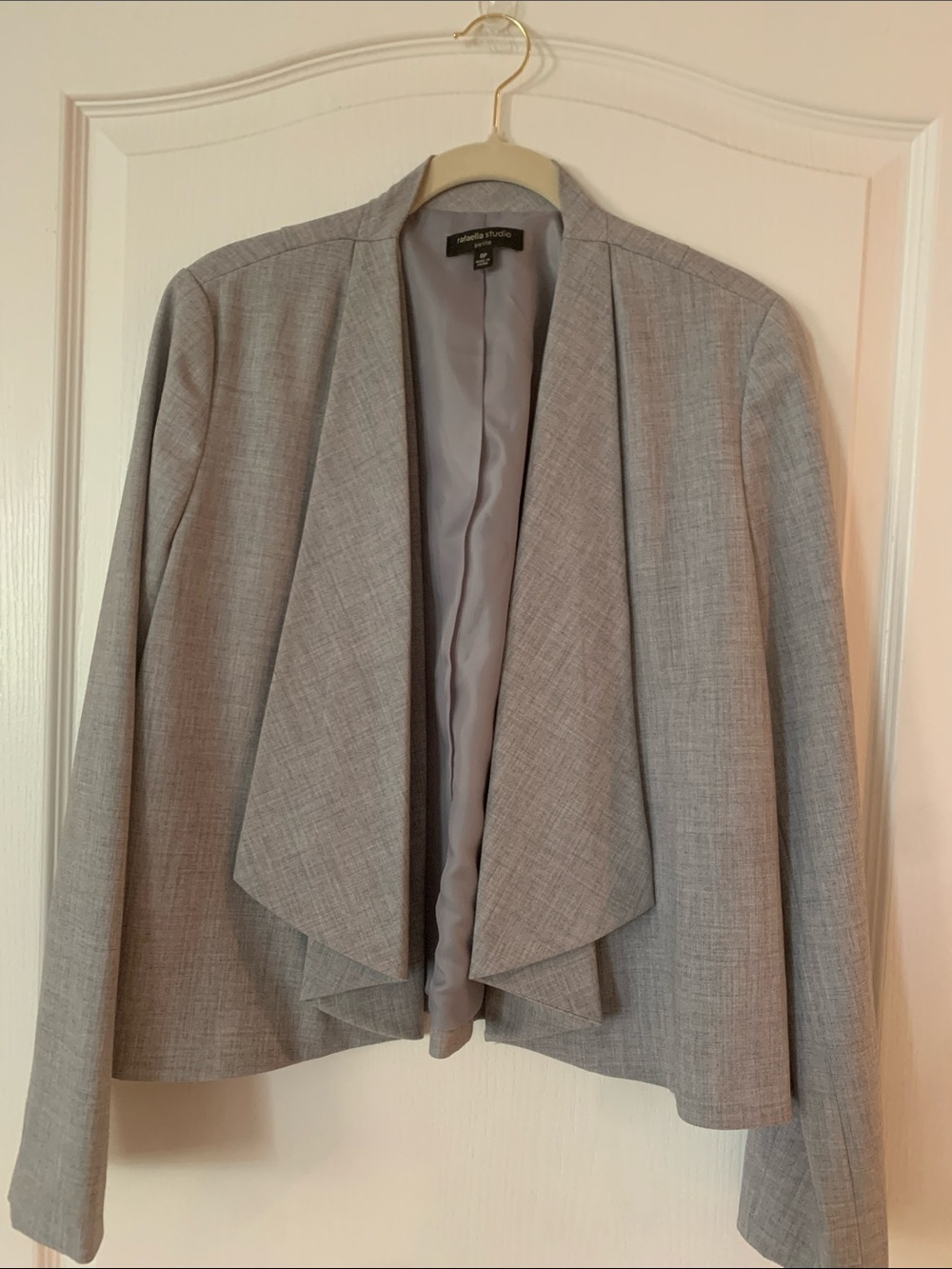 Rafaella Studio Light Gray Open Drape Front Blazer Size 8P